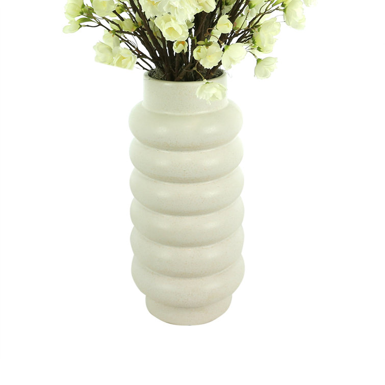 36'' White Polysilk Cherry Blossom Arrangement in Ceramic Vase