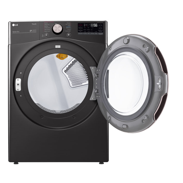Black Steel 7.4 Cu. Ft. Smart Front Load Electric Dryer with TurboSteam