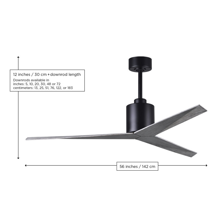 56'' Matte Black and Gray Ash Tone Ceiling Fan with Lighting