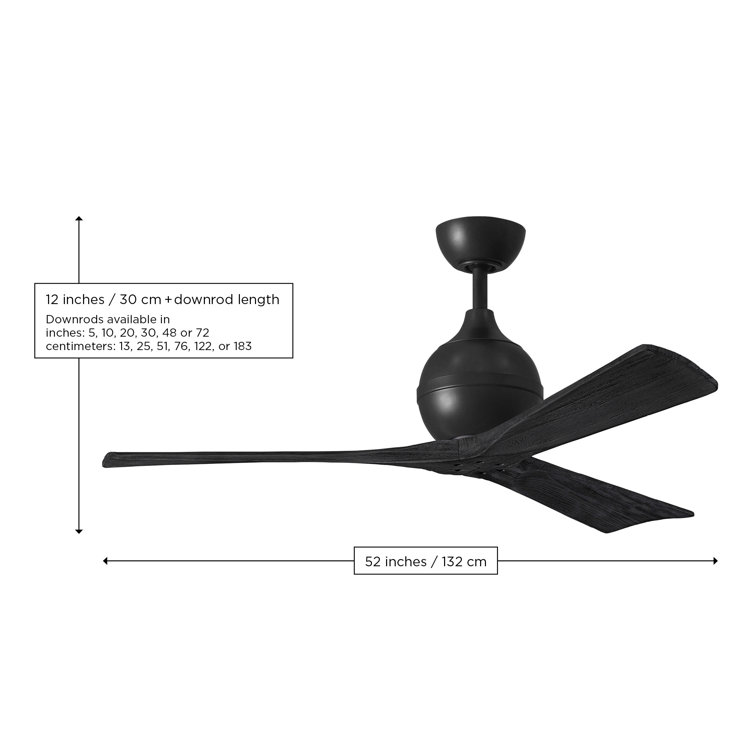 60-Inch Matte Black Ceiling Fan with Barn Wood Tone Blades