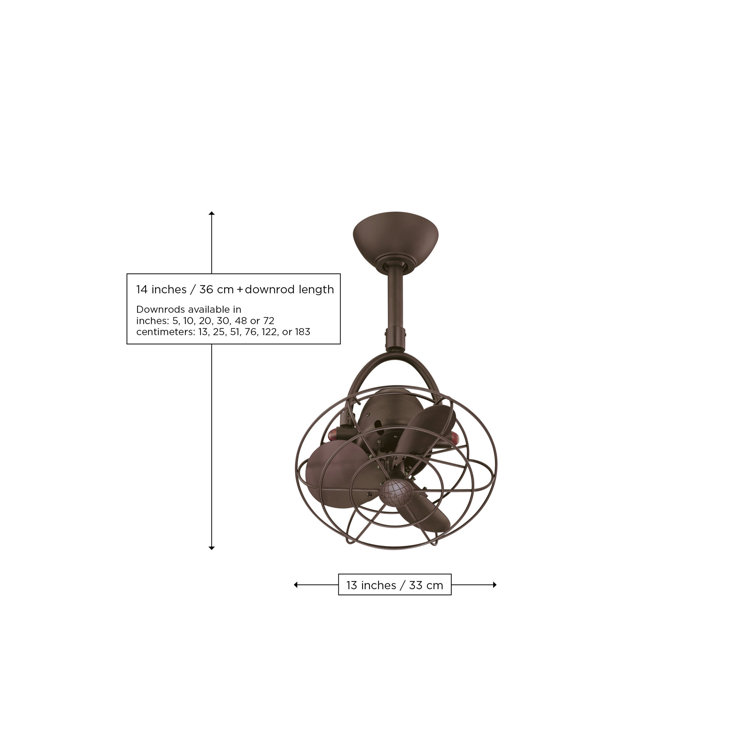 Diane 13'' Textured Bronze Steel Ceiling Fan with Remote Control