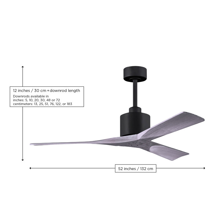 52" Textured Bronze and Matte White Solid Wood Ceiling Fan with Remote