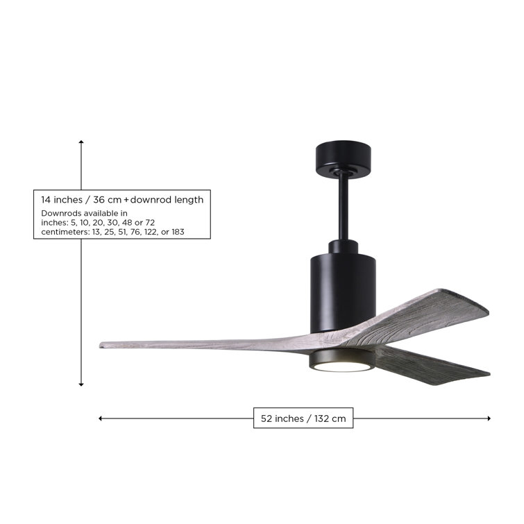 52" Textured Bronze Ceiling Fan with Walnut Solid Wood Blades and LED Light