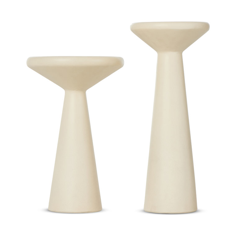 Parchment White Round Stone Accent Table, 20" Industrial