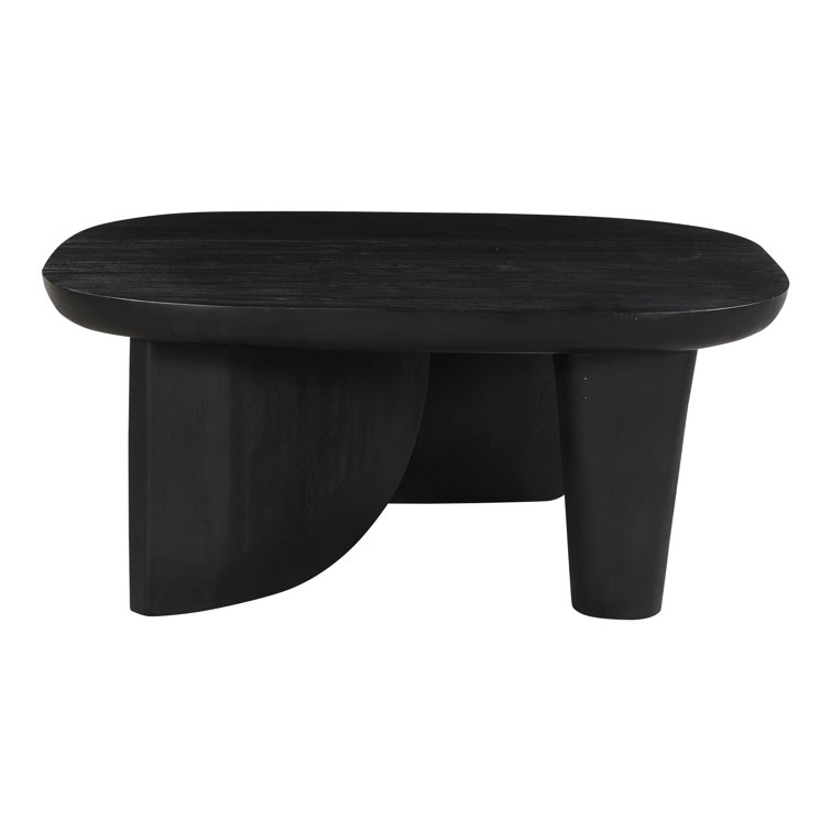 Black Solid Wood Sculptural Coffee Table