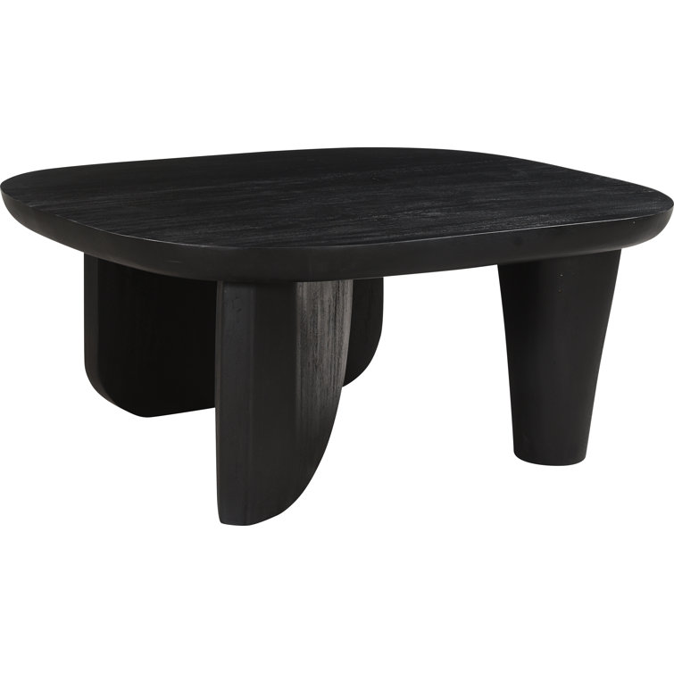 Black Solid Wood Sculptural Coffee Table