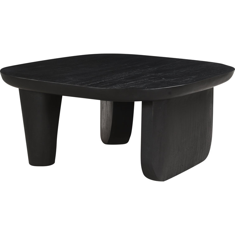 Black Solid Wood Sculptural Coffee Table