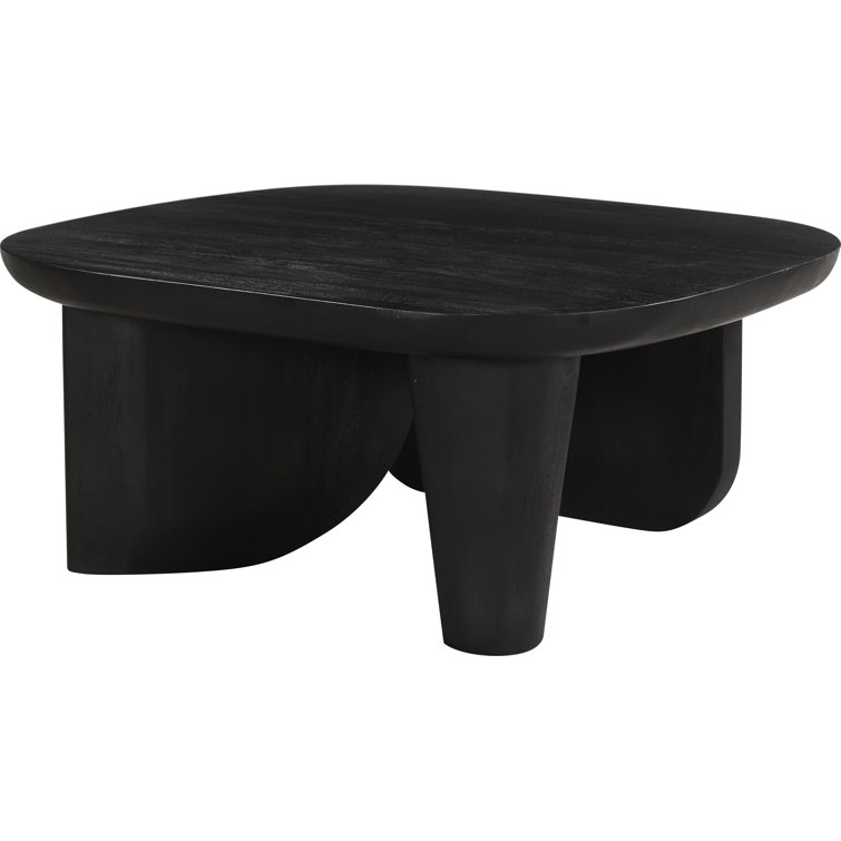 Black Solid Wood Sculptural Coffee Table
