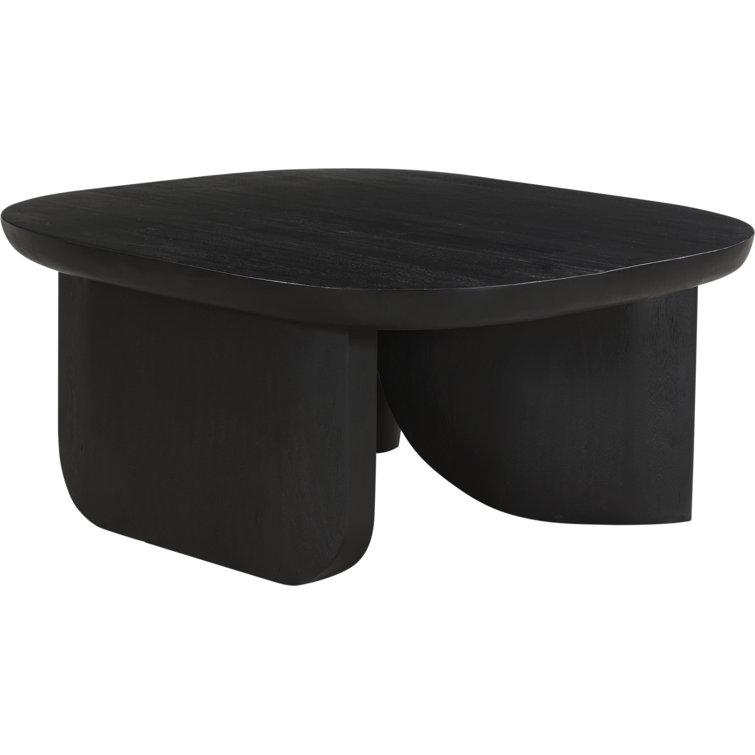Black Solid Wood Sculptural Coffee Table