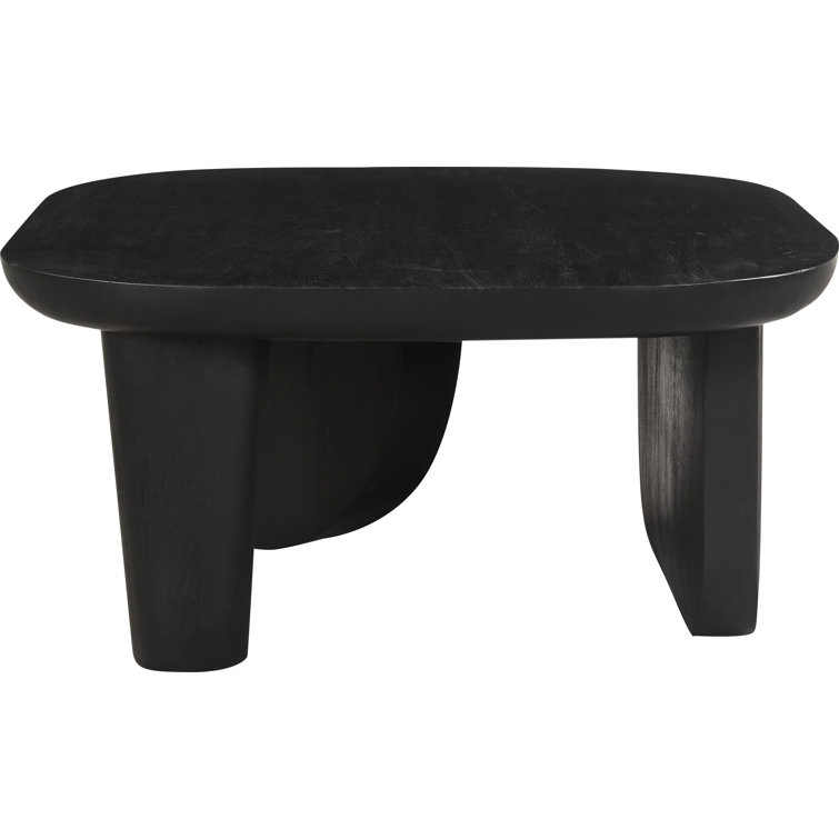Black Solid Wood Sculptural Coffee Table