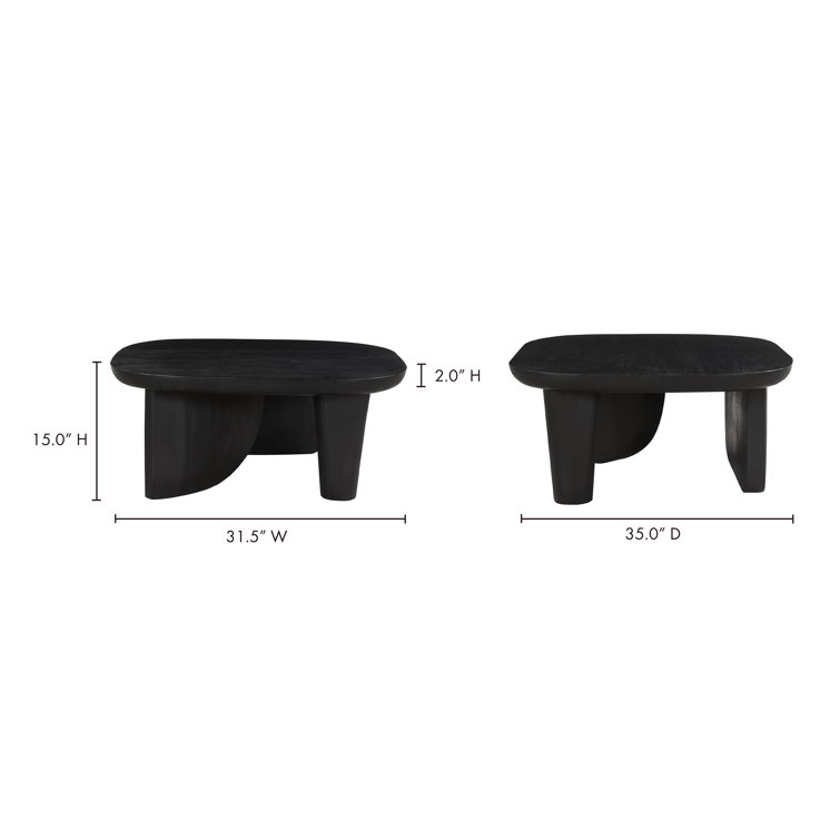 Black Solid Wood Sculptural Coffee Table