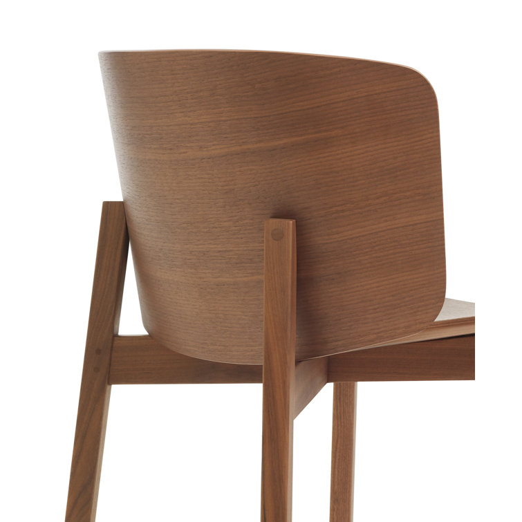 Walnut Wood Counter Stool with Curved Seat