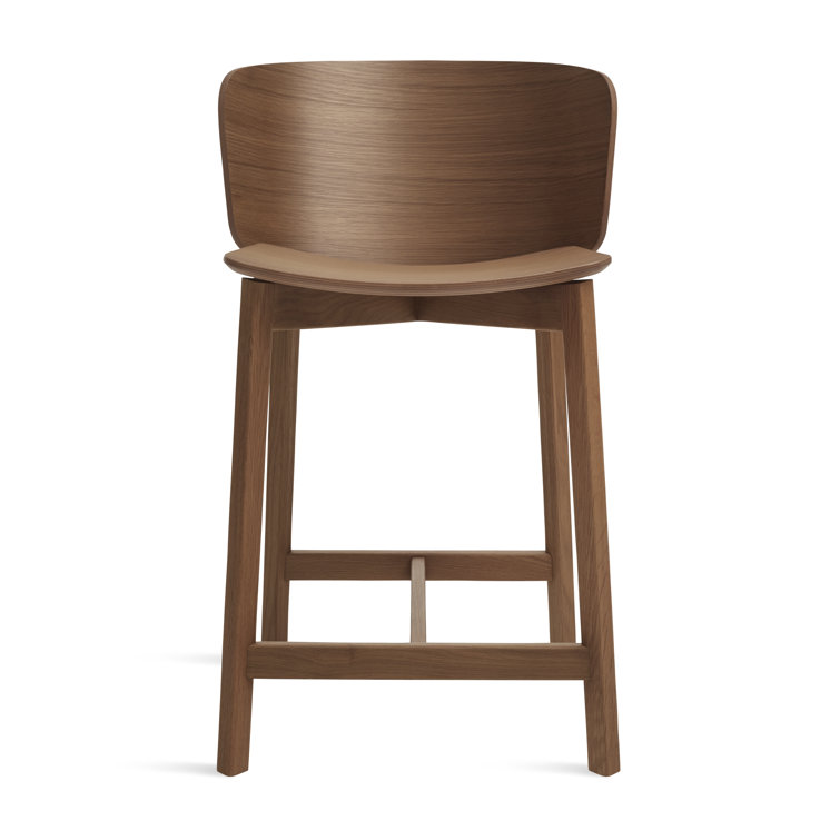 Walnut Wood Counter Stool with Curved Seat