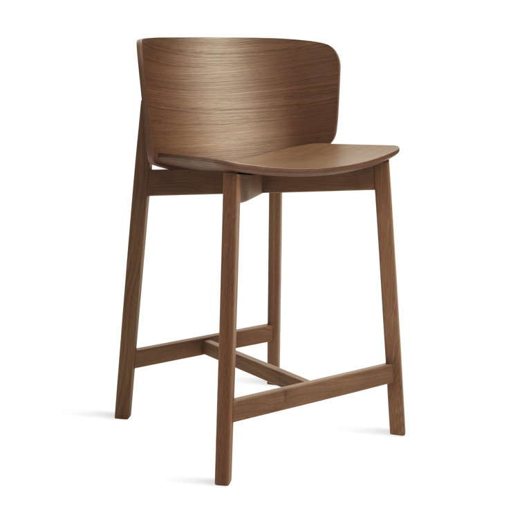 Walnut Wood Counter Stool with Curved Seat