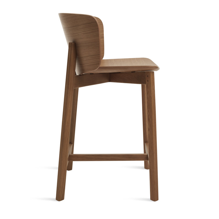 Walnut Wood Counter Stool with Curved Seat