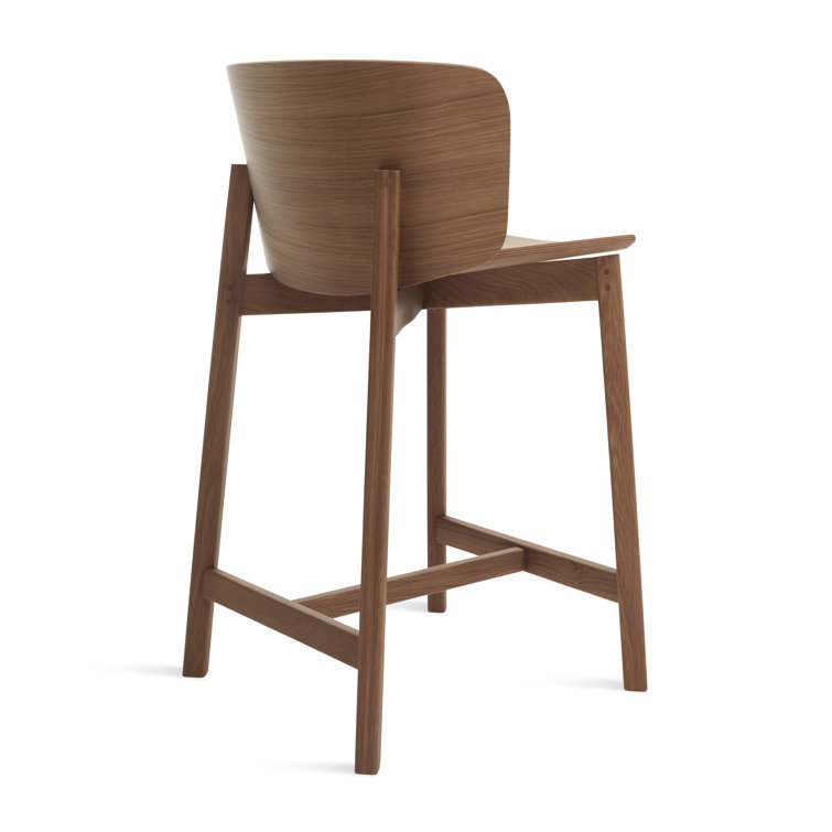 Walnut Wood Counter Stool with Curved Seat