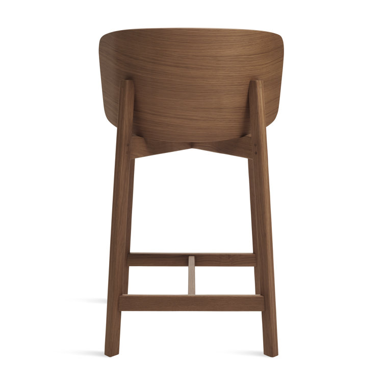 Walnut Wood Counter Stool with Curved Seat