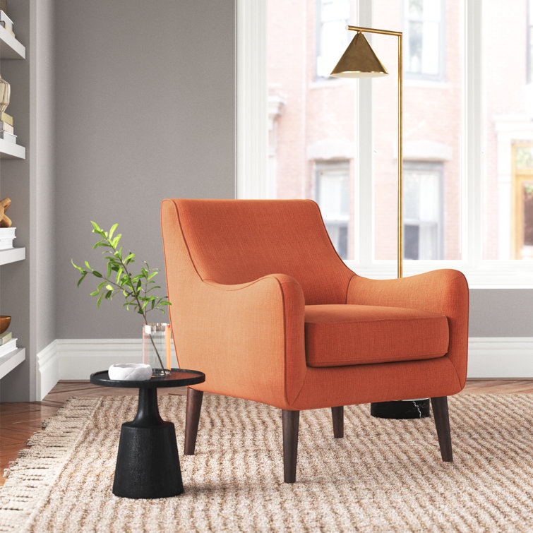 Burnt Orange Mid-Century Wooden Leg Accent Chair