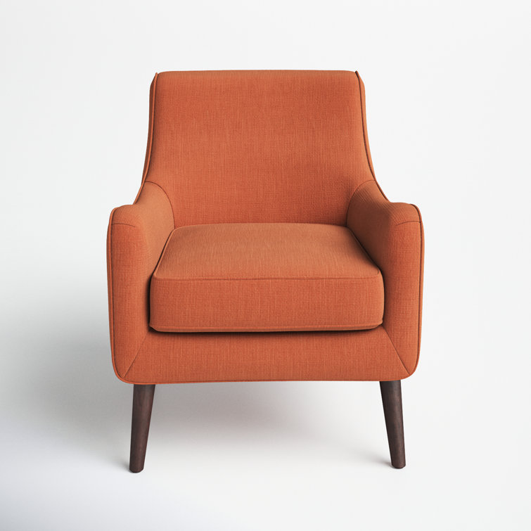 Burnt Orange Mid-Century Wooden Leg Accent Chair