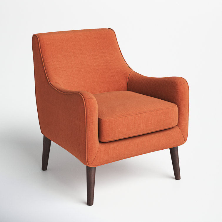 Burnt Orange Mid-Century Wooden Leg Accent Chair