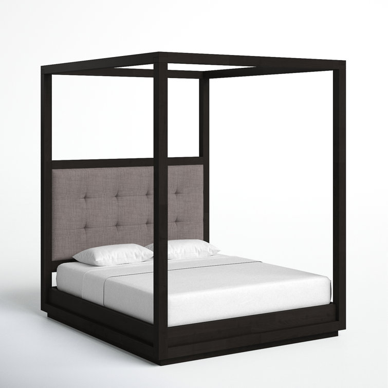 Distressed Basalt Gray and Dolphin King Canopy Bed with Nickel Accents
