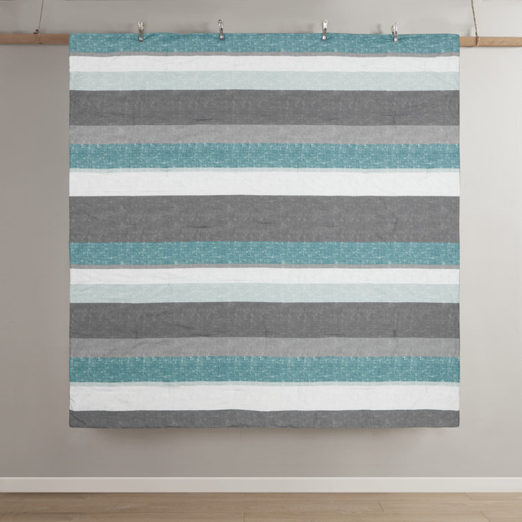 Aqua and Grey Reversible Microfiber Full Bedding Set