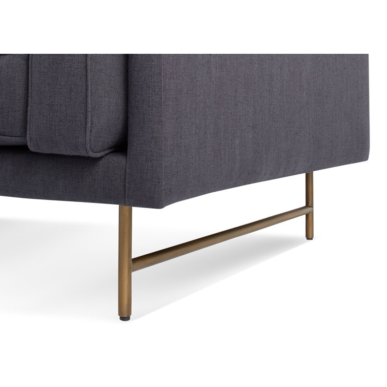 Sanford Natural Linen 96" Sofa with Black Metal Legs