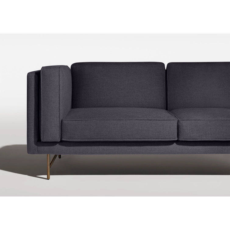 Sanford Natural Linen 96" Sofa with Black Metal Legs