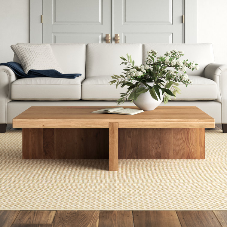 Natural Oak Rectangular Solid Wood Coffee Table