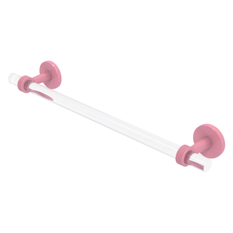 Pink and Clear Acrylic Brass Wall Mounted Towel Bar