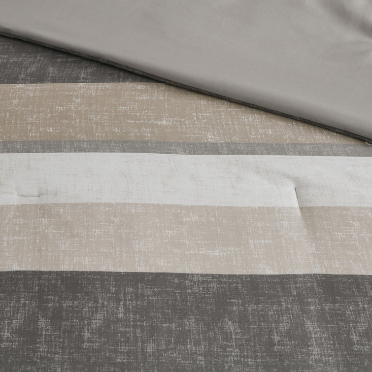 King Taupe and Grey Microfiber 7-Piece Bed in a Bag Set