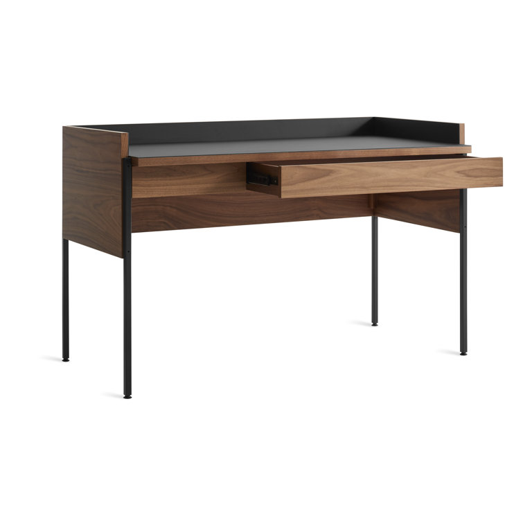 Walnut and Black Wood Desk with Drawer