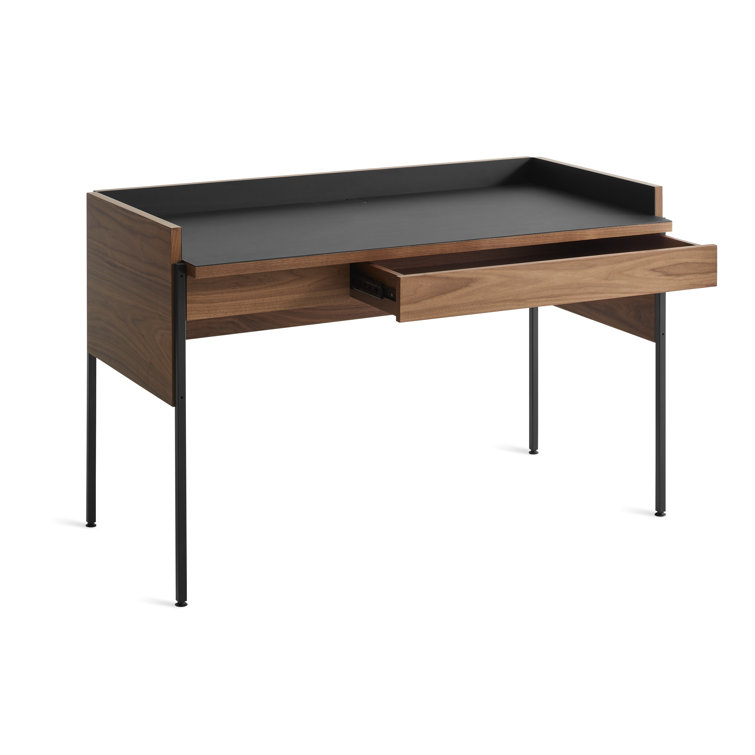Walnut and Black Wood Desk with Drawer