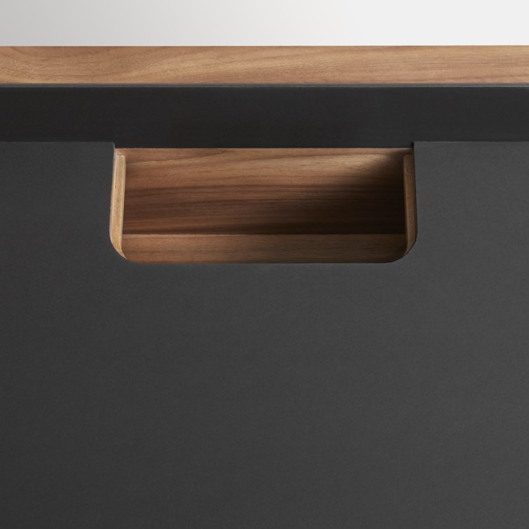 Walnut and Black Wood Desk with Drawer
