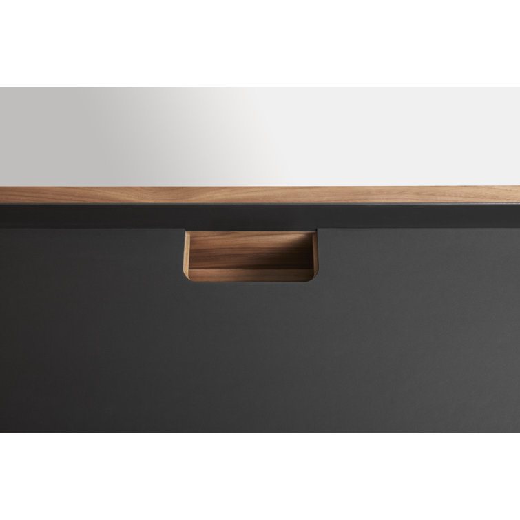 Walnut and Black Wood Desk with Drawer