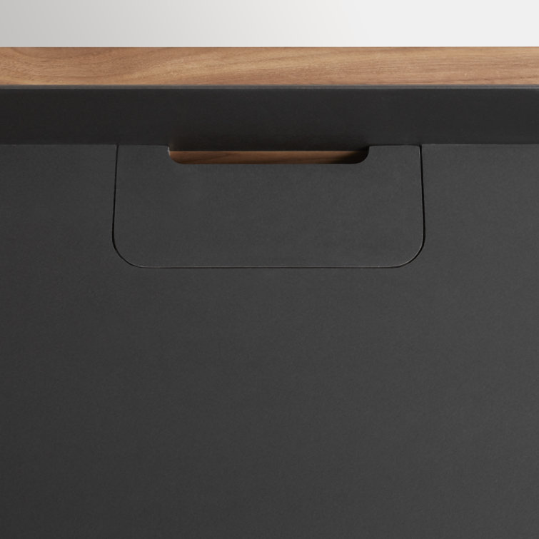 Walnut and Black Wood Desk with Drawer