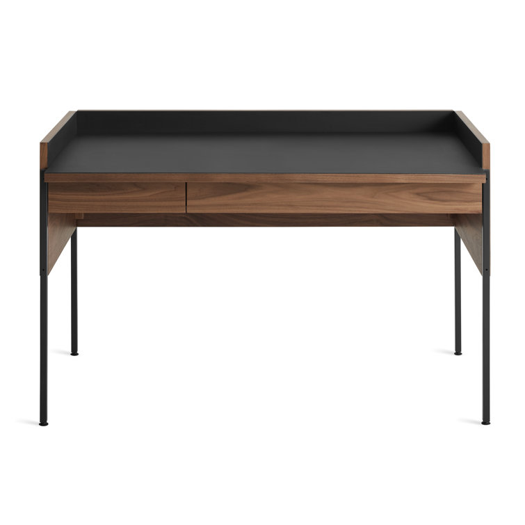 Walnut and Black Wood Desk with Drawer