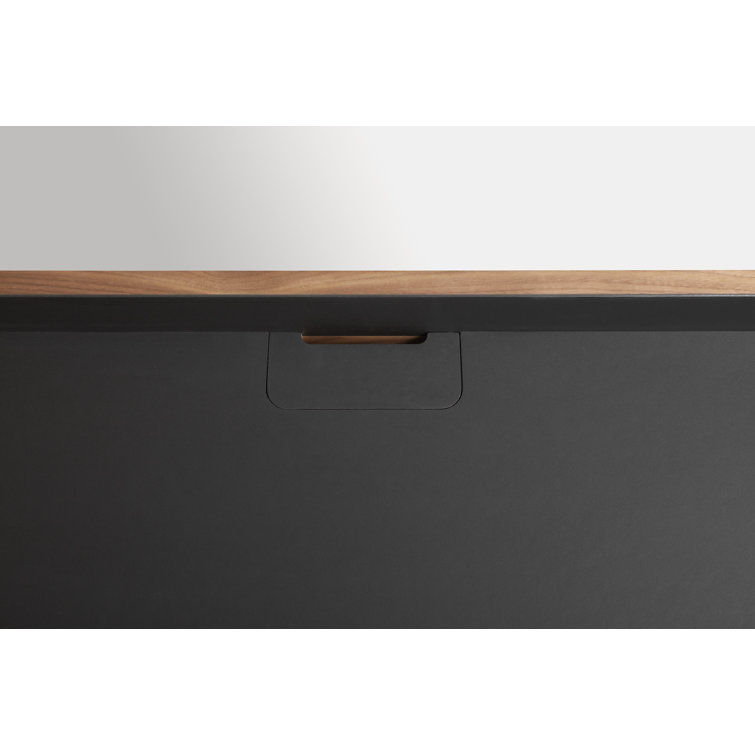 Walnut and Black Wood Desk with Drawer