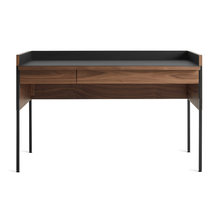 Walnut and Black Wood Desk with Drawer