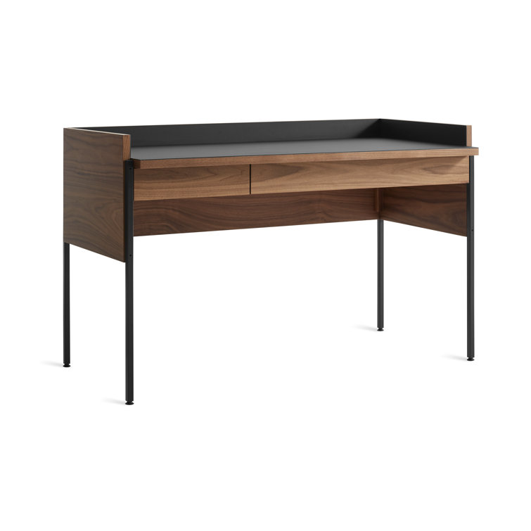 Walnut and Black Wood Desk with Drawer