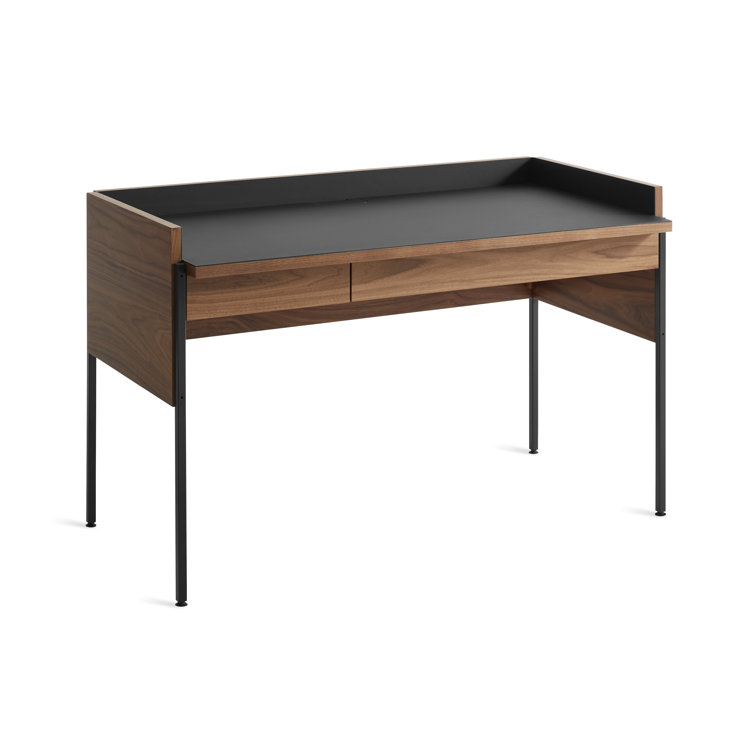 Walnut and Black Wood Desk with Drawer