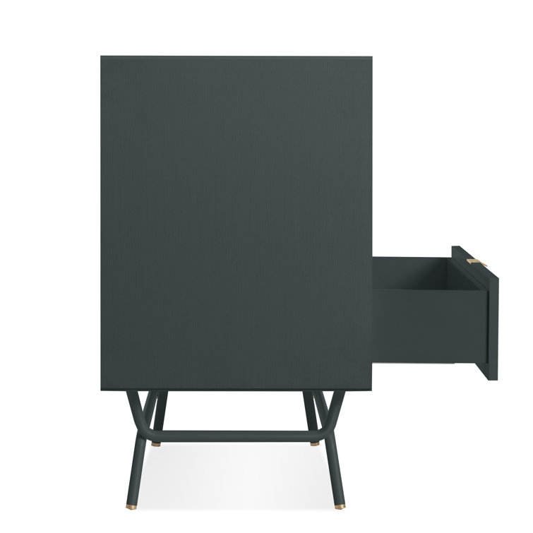 Navy Green Metal and Wood 6-Drawer Dresser