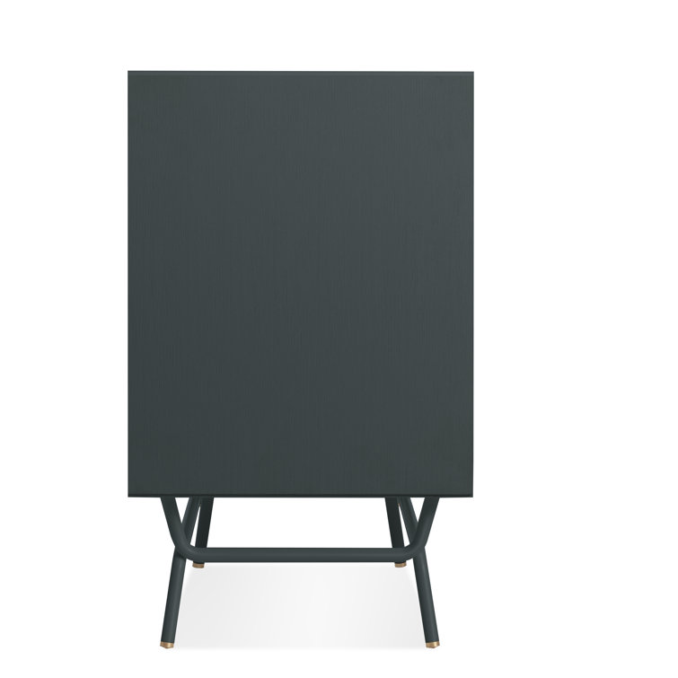 Navy Green Metal and Wood 6-Drawer Dresser