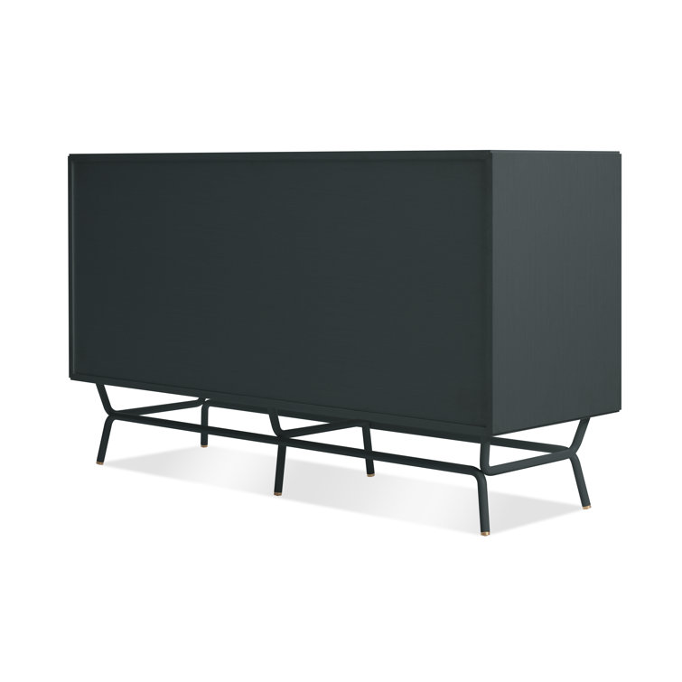 Navy Green Metal and Wood 6-Drawer Dresser