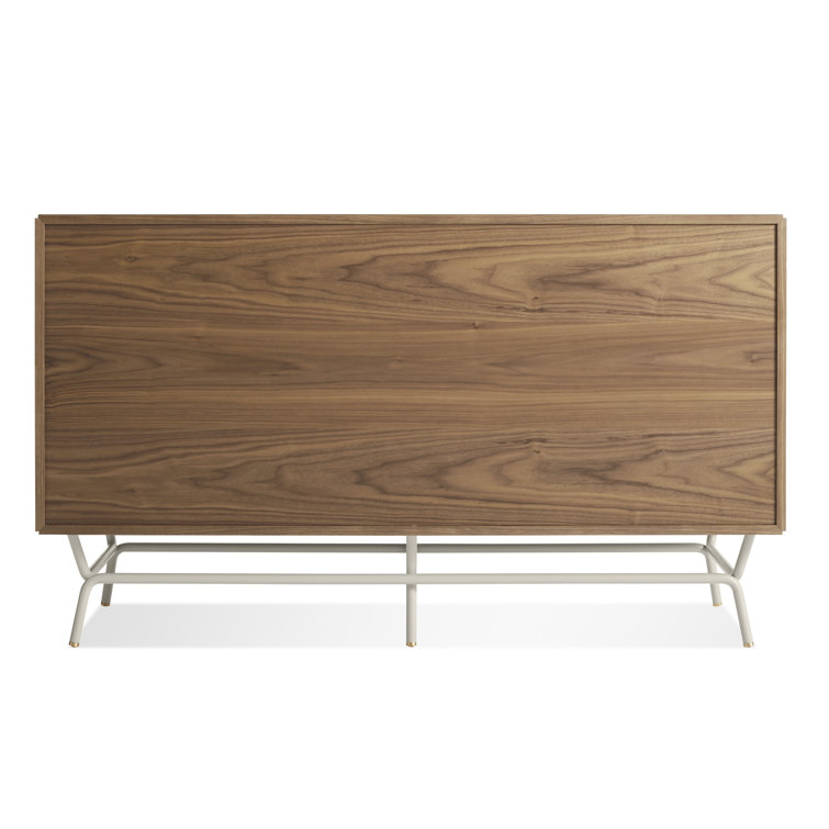 Walnut and Putty Gray Metal-Wood 6 Drawer Dresser with Soft Close