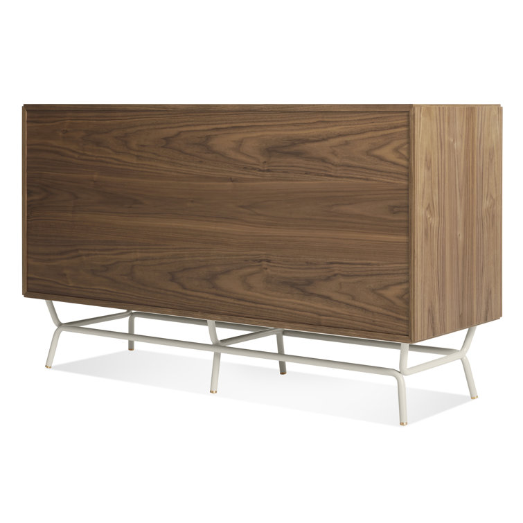 Walnut and Putty Gray Metal-Wood 6 Drawer Dresser with Soft Close