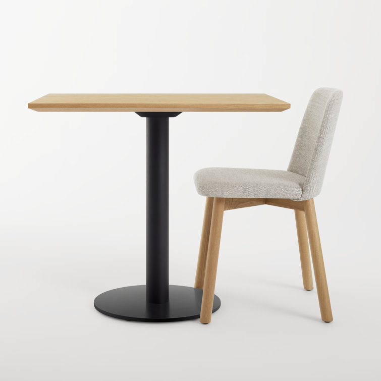 Walnut and Matte Black Rectangular Cafe Table with Steel Pedestal