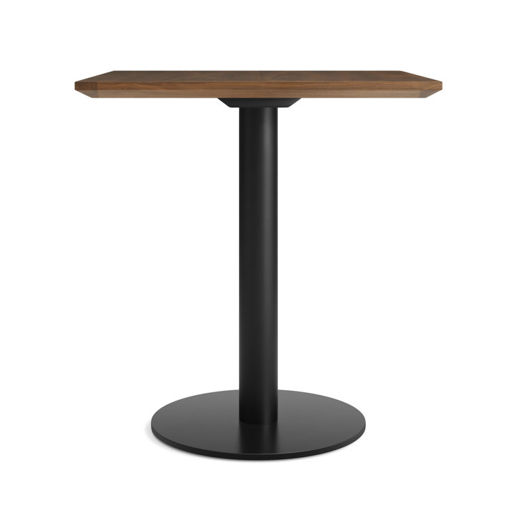 Walnut and Matte Black Rectangular Cafe Table with Steel Pedestal