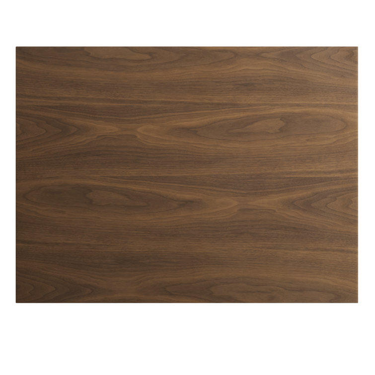 Walnut and Matte Black Rectangular Cafe Table with Steel Pedestal