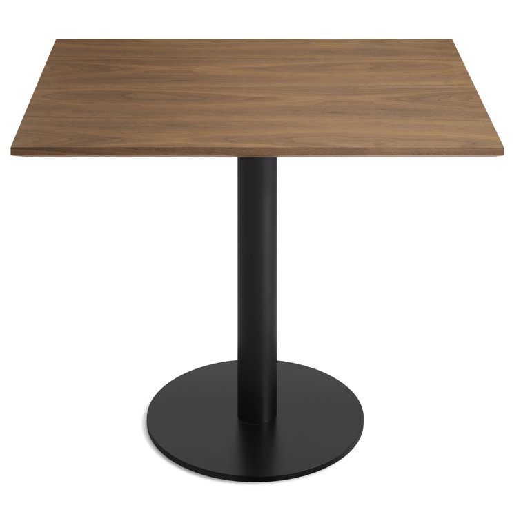 Walnut and Matte Black Rectangular Cafe Table with Steel Pedestal